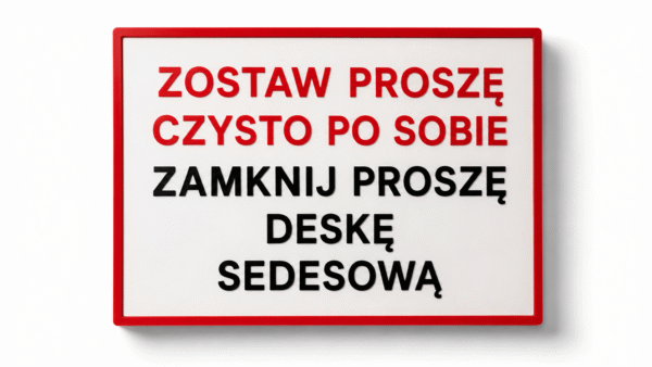 Tabliczka 3D do toalety – zostaw czysto i zamknij deskę