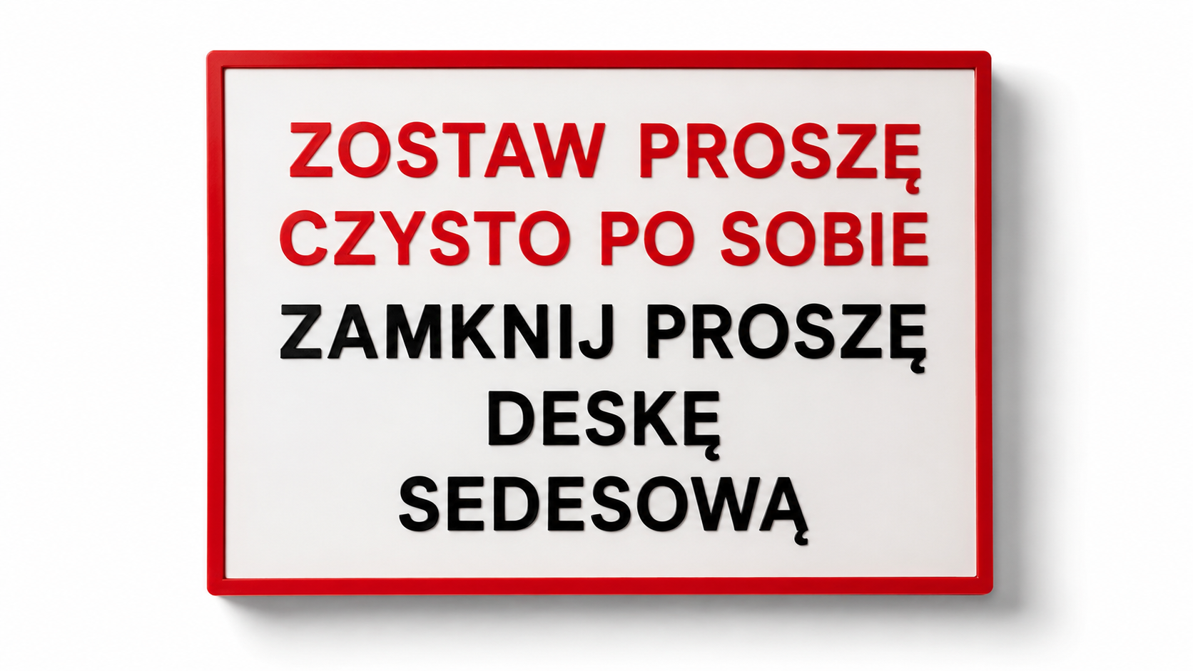 Tabliczka 3D do toalety – zostaw czysto i zamknij deskę