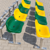 Nierdzewny stelaż jednorzędowej ławki sportowej z profilem 50 × 30 × 3 mm